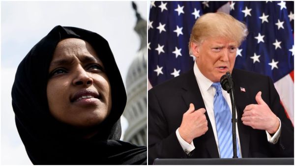 President Donald Trump (L) with US Rep. Ilhan Omar. (AFP/ File Photo)