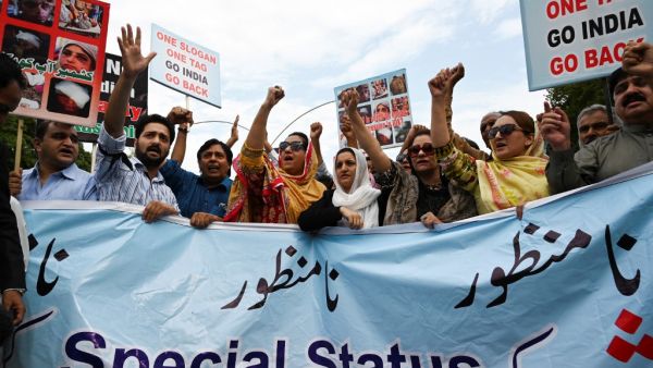Pakistani Kashmiri people shout anti-Indian slogans during a demonstration in Islamabad on August 7, 2019. (AFP/ File Photo)