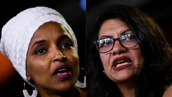 Democrat US Representatives Ilhan Abdullahi Omar (L) and Rashida Tlaib during a press conference, to address remarks made by US President Donald Trump earlier in the day, at the US Capitol in Washington, DC on July 15, 2019. (AFP/ File Photo)