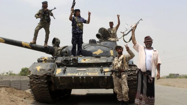Fighters of the UAE-trained Security Belt Force, dominated by members of the Southern Transitional Council (STC) which seeks independence for south Yemen, are pictured on the outskirts of the Abyan province in southern Yemen on August 29, 2019. (AFP)