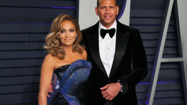 Jennifer Lopez and Alex Rodriguez on Feb. 24. (Jean-Baptisete Lacroix/AFP via Getty Images)