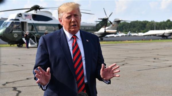 US President Donald Trump speaks to the press before boarding Air Force One in Morristown, New Jersey, on August 18, 2019.  (AFP photo)