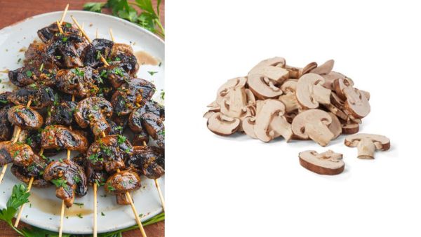 أسياخ الفطر المشوية بخل البلسمك والثوم