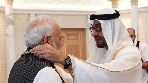 "You deserve it," Sheikh Mohammed told Modi at one point while posing for photos. (Twitter/ @narendramodi)