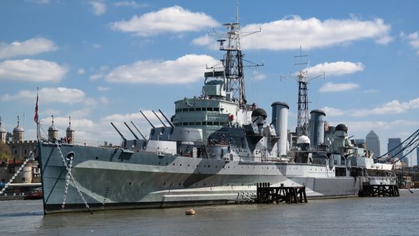 Military ship on river Thames in London. (Shutterstock/ File Photo)