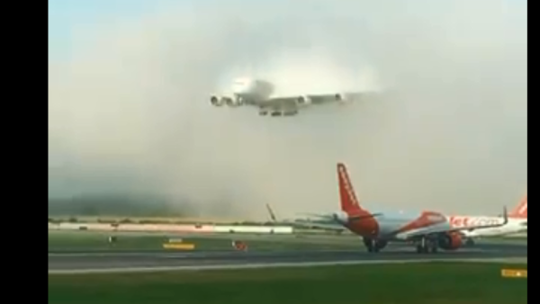 A video of an Emirates A380 landing on a runway is going viral. (Twitter/ Screenshot)