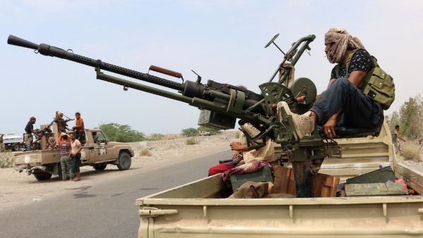 Yemeni anti-rebel UAE-trained Amalqa ("Giants") brigades fighters, patrol near the southern Yemeni city of Zinjibar, in the Abyan governorate, on September 2, 2019. (Nabil HASAN / AFP)