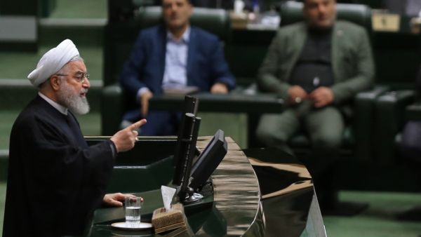 Iran's President Hassan Rouhani (L) addresses parliament in the capital Tehran on September 3, 2019. (AFP/ File Photo)