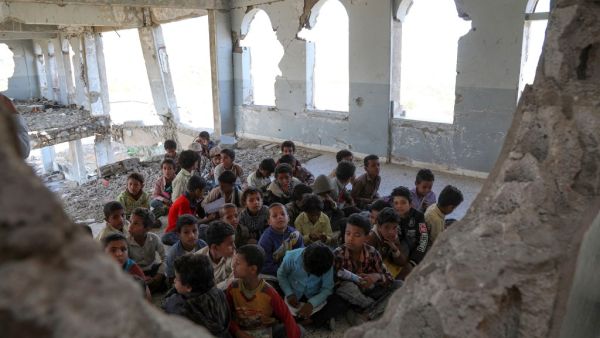 Damaged school in Yemen (AFP)