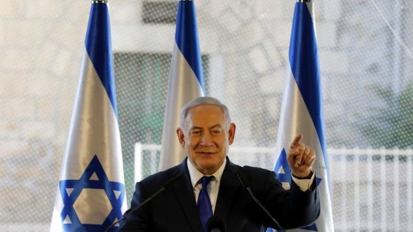 Israeli Prime Minister Benjamin Netanyahu delivers a speech during an event marking the anniversary of the 1929 killing of 67 Jews by Palestinian rioters, in the West Bank town of Hebron, on September 4, 2019. (AFP/ File Photo)