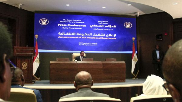 Sudan's new Prime Minister Abdalla Hamdok speaks during a press conference unveiling the first cabinet since veteran leader Omar al-Bashir's overthrow, in the capital Khartoum on September 5, 2019. (AFP)