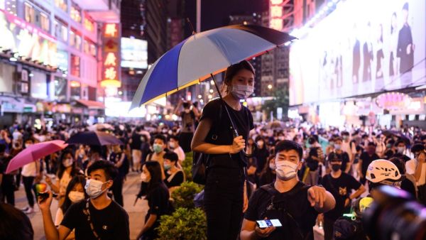 Protesters gather outside Prince Edward MTR station in Hong Kong on September 6, 2019. (AFP)
