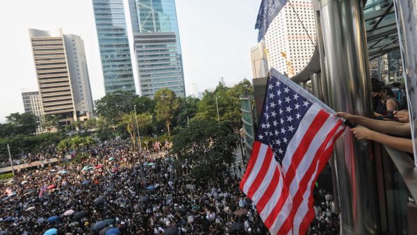 Protesters march from Chater Garden to the US consulate in Hong Kong on September 8, 2019, to call on the US to pressure Beijing to meet their demands and for Congress to pass a recently proposed bill that expresses support for the protest movement. (AFP/ File Photo)