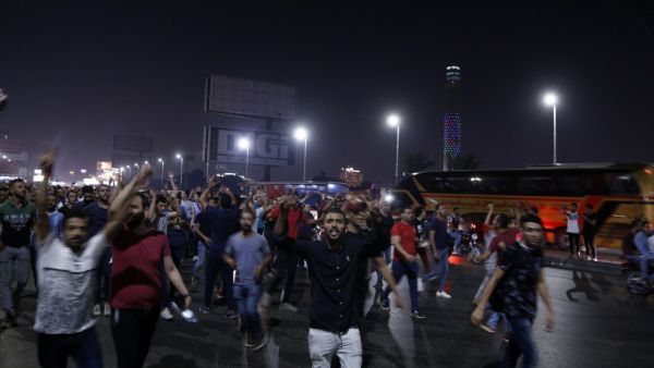 In Cairo dozens of people joined night-time demonstrations around Tahrir Square -- the epicenter of the 2011 revolution that toppled the country's long-time autocratic leader. (STR / AFP)
