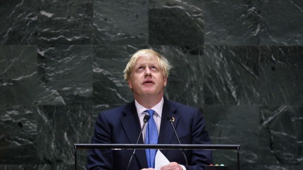 British Prime Minister Boris Johnson speaks during the 74th session of the United Nations General Assembly on September 24, 2019 at the United Nations Headquarters in New York City. (Johannes EISELE / AFP)