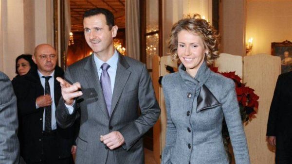 Syrian President Bashar Assad and his wife (Twitter)