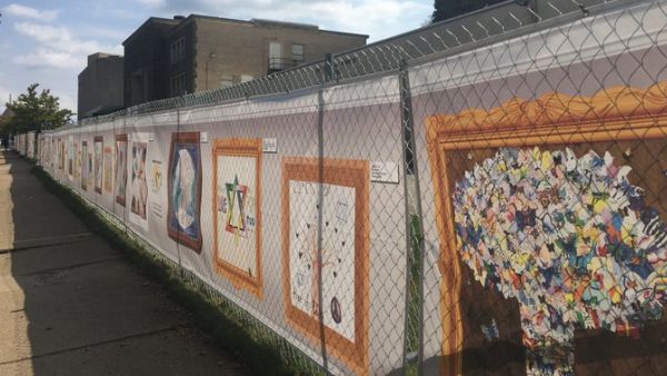 An art installation of works by children of all faiths worldwide is unveiled at the Tree of Life (Twitter)