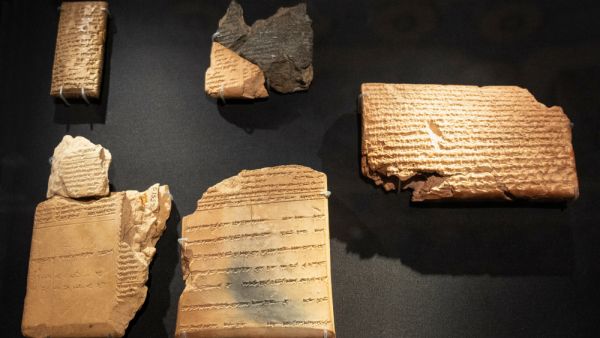 Ancient Assyria clay tablets with Mesopotamian cuneiform writing from king Ashurbanipal royal library in Nineveh in British Museum in London. (Shutterstock/ File Photo)