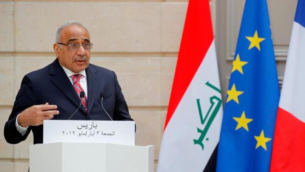 Iraq's Prime Minister Adel Abdul Mahdi speaks during a joint statement with French President at the Elysee Palace in Paris, on May 3, 2019. (AFP/ File Photo)