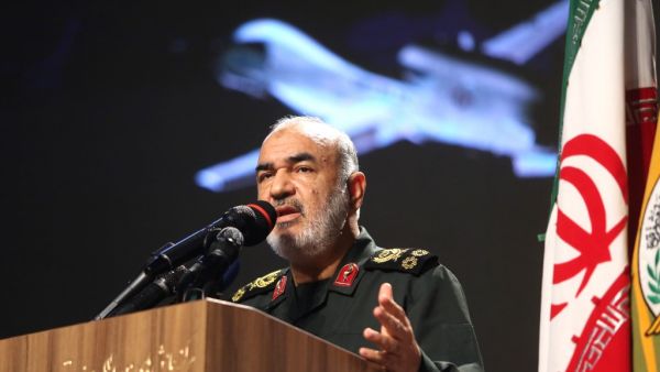 Iranian Revolutionary Guards commander Major General Hossein Salami speaks in capital Tehran during the unveiling of an exhibition of what Iran says are US and other drones captured in its territory. (AFP/ File Photo)
