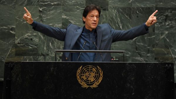 Pakistani Prime Minister Imran Khan speaks during the 74th Session of the General Assembly at UN Headquarters in New York. (AFP/ File Photo)