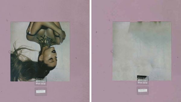 In another album cover, Ariana Grande has been entirely removed from the artwork for Thank U, Next. All that is left is a grey square with a pink border. (Daily Mail)