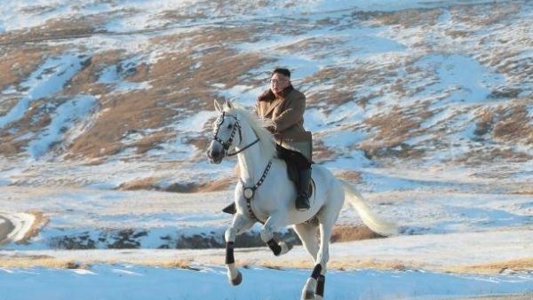 Well these pics of Kim Jong Un scaling Paektusan on a white horse (Twitter)