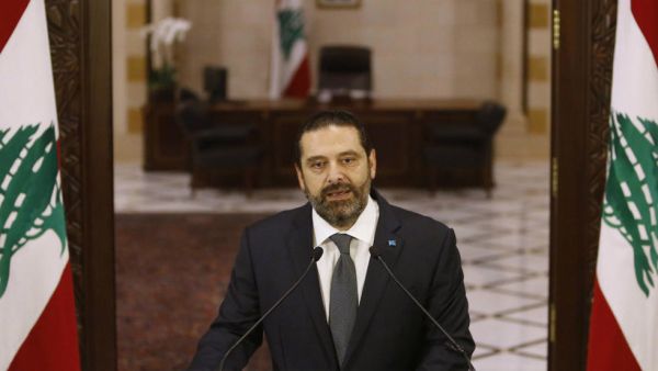 Lebanese Prime Minister Saad Hariri gives an address at the government headquarters in the centre of the capital Beirut on October 18, 2019. (Marwan Tartah, AFP)