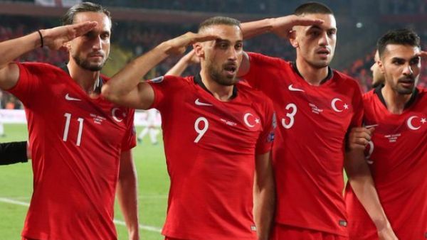 Turkish players perform military salute  (Twitter)
