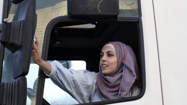Dalia al-Darawish prepares for an exam to become one of only a handful of qualified female Palestinian truck drivers. (AFP/ File Photo)