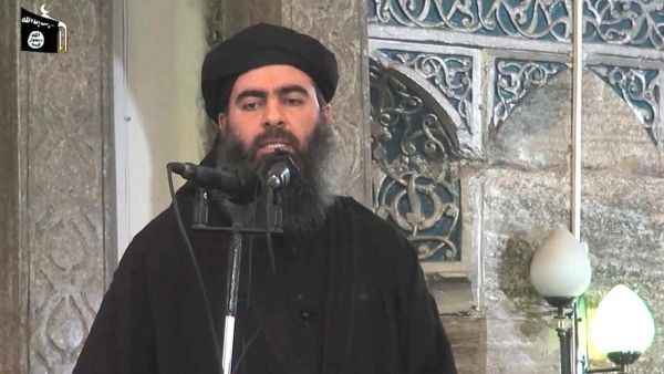 Abu Bakr Al Baghdadi, adressing Muslim worshippers at a mosque in Mosul. (AFP/ File Photo)