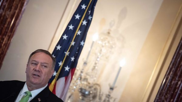 US Secretary of State Mike Pompeo delivers remarks at the Secretary of the State's Award for Corporate Excellence 20th anniversary ceremony at the State Department in Washington, DC, on October 31, 2019. NICHOLAS KAMM / AFP