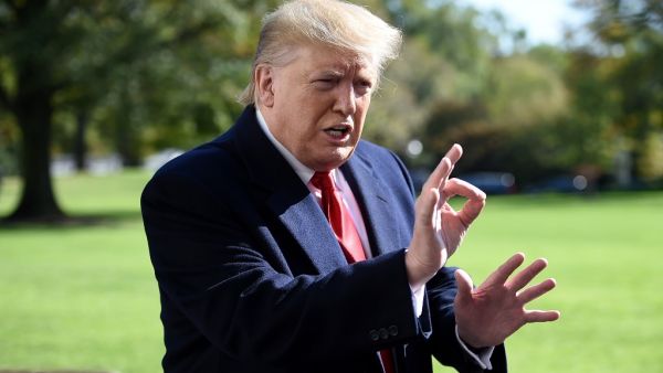 US President Donald Trump talks to the media on the South Lawn upon his return to the White House by Marine One, in Washington, DC, November 3, 2019, after returning from a trip to New York. Olivier Douliery / AFP