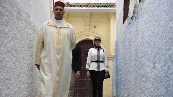 Ivanka Trump, daughter and advisor of US President Donald Trump, walks through the alleys of the Moroccan capital Rabat's Old city on November 7, 2019. FADEL SENNA / AFP