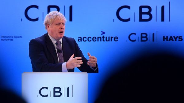 Britain's Prime Minister Boris Johnson speaks at the annual Confederation of British Industry (CBI) conference in central London, on November 18, 2019. (Ben STANSALL / AFP)
