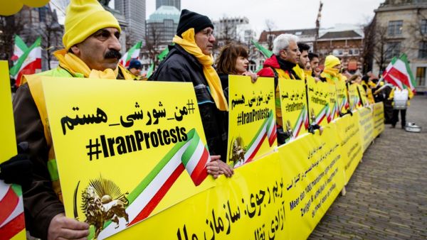 Members of the Association of Iranian Academics demonstrate against the regime's action against demonstrators and the violation of human rights in Iran at the Plein in The Hague, on December 10, 2019. Sem VAN DER WAL / ANP / AFP