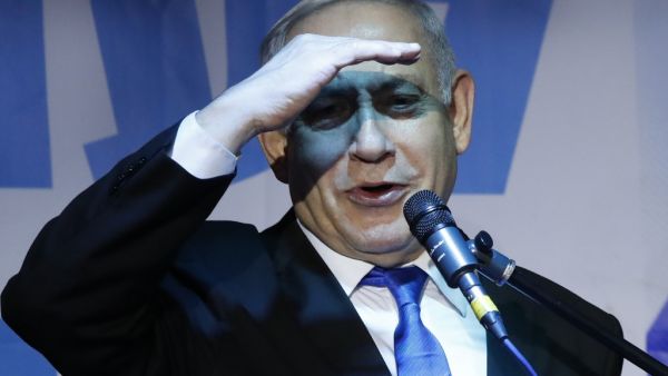 Israeli Prime Minister Benjamin Netanyahu addresses Likud party supporters during an electoral meeting in the Israeli city of Petah Tikva near Tel Aviv on December 18, 2019. Jack GUEZ / AFP
