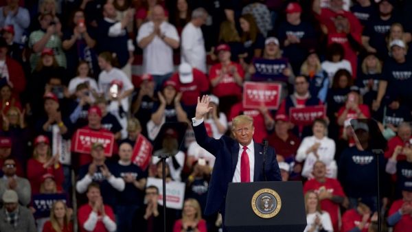 President Donald Trump waves during a campaign rally on December 10, 2019 in Hershey, Pennsylvania.  (AFP/ File Photo)