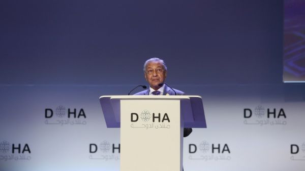Mahathir Mohamad, Prime Minister of Malaysia, attends the Doha Forum 2019 at the Sheraton Grand Doha Resort & Convention Hotel in Doha, Qatar, December 14th of 2019. (AFP/ File Photo)