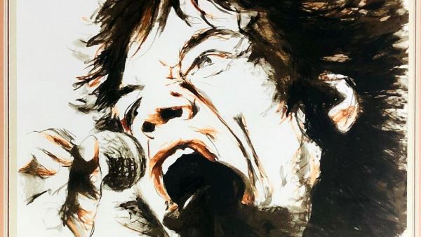 Mick Jagger belts out a tune in one of the pieces of artwork that is being sold. The group has been collected over a several years by a private collector but have now been put back on the market (dailymail)