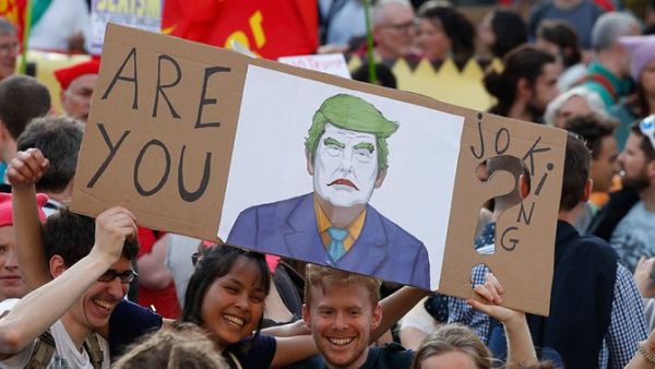 Thousands protest US President’s visit ahead of NATO summit (Twitter)