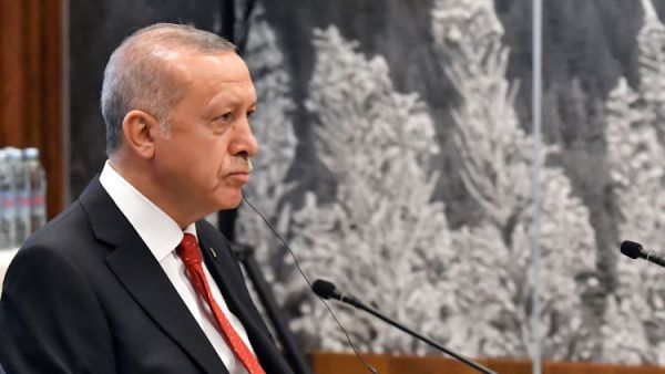 Turkish President, Recep Tayyip Erdogan attends the meeting of presidents of South-East Europe Co-operation Process (SEECP), on Mt. Jahorina, near Sarajevo, on July 9, 2019. (ELVIS BARUKCIC / AFP)