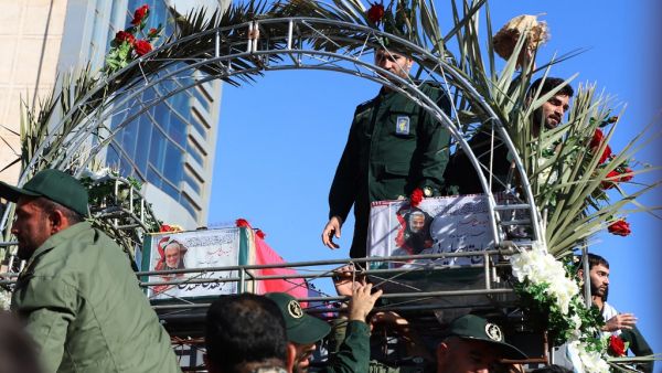 The coffins of slain top commander Qasem Soleimani (R) and Iraqi paramilitary chief Abu Mahdi al-Muhandis, are transported atop a vehicle upon their arrival at Ahvaz International Airport in southwestern Iran on January 5, 2020.(AFP/ File Photo)