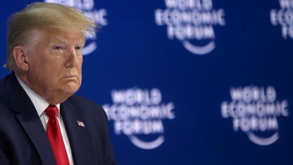 US President Donald Trump addresses the World Economic Forum in Davos, on January 21, 2020. JIM WATSON / AFP