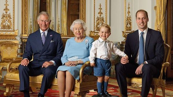 2020: The photograph of the Queen, 93, alongside the Prince of Wales, Duke of Cambridge and six-year-old Prince George was taken in Buckingham Palace's throne room on December 18, while the Duke and Duchess of Sussex were away in Canada (dailymail)