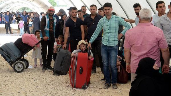The Russian Embassy in Syria has been ridiculed after tweeting a 2018 picture of people crossing the Turkish-Syrian border. (Twitter/@RusEmbSyria)