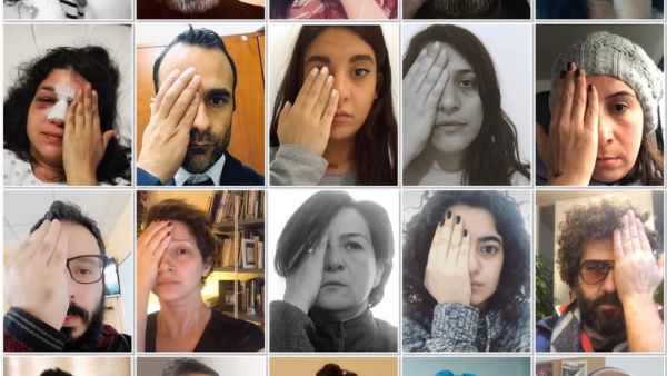 The activists posted selfies whilst covering one eye under the Arabic hashtag, #ثورتنا_عيونكم which loosely translates to "Our Revolution is Your Eyes". (Twitter)
