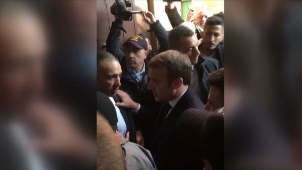 French President Emmanuel Macron on Wednesday yelled at Israeli police and asked them to leave the site. (Video Screenshot)