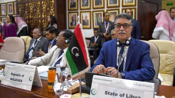 Libya's permanent representative at the OIC Kamal Bashir Dahan attends an emergency ministerial meeting of the Organisation of Islamic Cooperation (OIC) in Jeddah on February 3, 2020, to address US President Donald Trump's Middle East plan. Amer HILABI / AFP