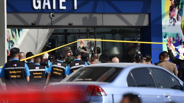 Forensic police prepare to enter the Terminal 21 mall, where a mass shooting took place and the gunman is currently still hiding, in the Thai northeastern city of Nakhon Ratchasima on February 9, 2020. AFP